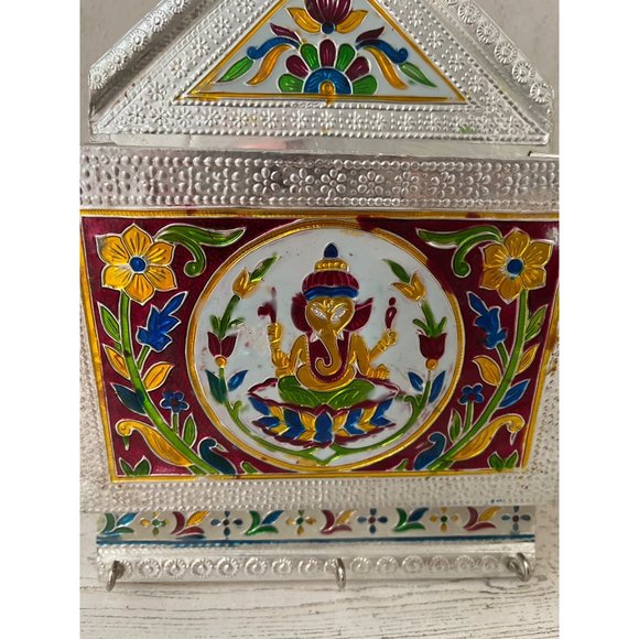 Silver and enamel look hanging mail/key holder - Picture 2 of 6